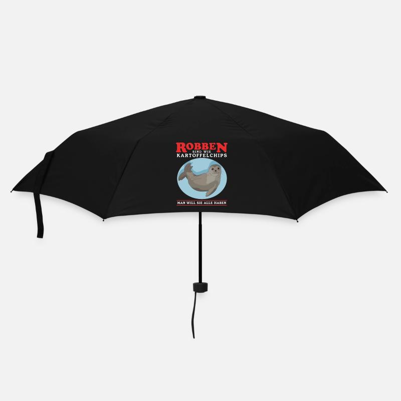 Robbe Seehund Seelöwe Kegelrobbe Robben Geschenk - Regenschirm (klein) - Schwarz