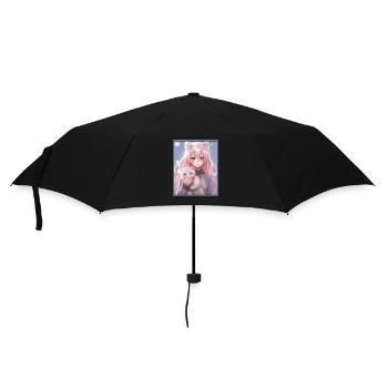 Kawaii Girl Anime Manga Girl Cat - Parapluie standard - noir - Devant
