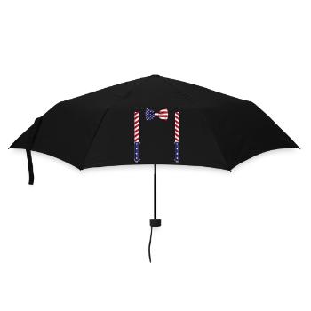 Lustige USA Flagge Fliege mit Hosenträgern Perfekt - Regenschirm (klein) - Schwarz - Vorne