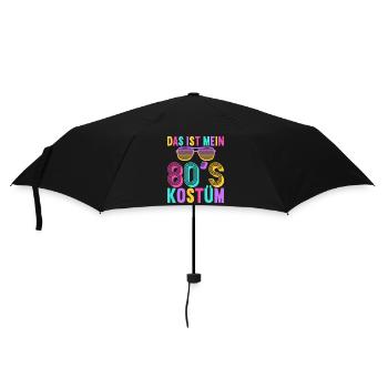 80er Motto Party Das ist mein 80er Jahre Kostüm - Regenschirm (klein) - Schwarz - Vorne