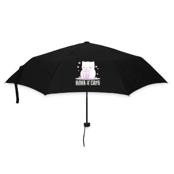 Boba and Cats Katze die Bubble Tee Mädchen Anime - Regenschirm (klein) - Schwarz - Vorne