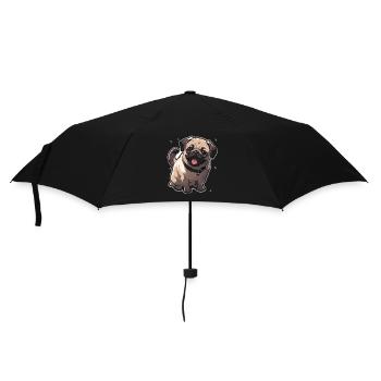 Mops Mops Hund Mops Sonnenbrille Mops Geschenk - Regenschirm (klein) - Schwarz - Vorne
