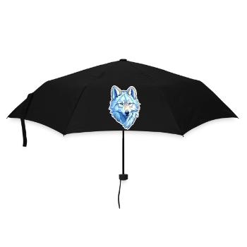 Wolf Kostüm blauer Wolfskopf Werwolf und - Regenschirm (klein) - Schwarz - Vorne