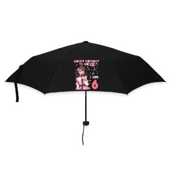 Anime Mandga K-Pop KPop Mädchen 6. Geburtstag - Regenschirm (klein) - Schwarz - Vorne
