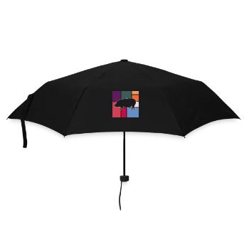 Schwein - Regenschirm (klein) - Schwarz - Vorne