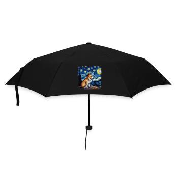 Welsh Corgi Van gogh starry night - Regenschirm (klein) - Schwarz - Vorne