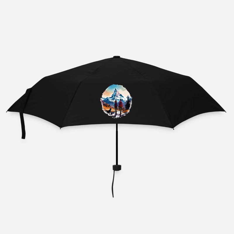 Zermatt, Matterhorn, Matterhorn, Wanderer - Regenschirm (klein) - Schwarz