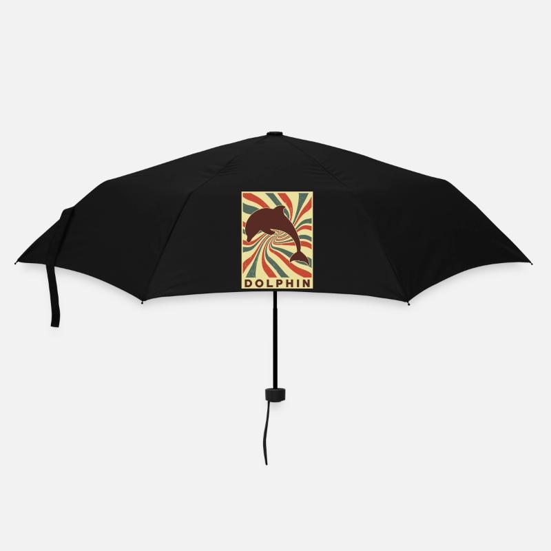 Delphin Retro Vintage - Regenschirm (klein) - Schwarz