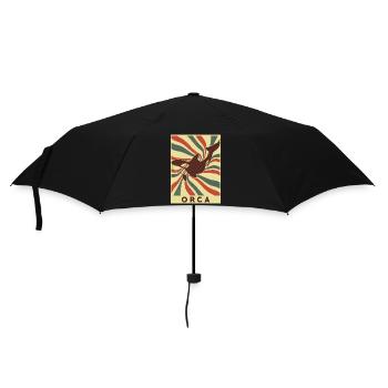 Orca Retro Vintage - Regenschirm (klein) - Schwarz - Vorne
