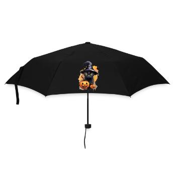 Chat sorcière avec chapeau Chat noir Citrouille Halloween - Parapluie standard - noir - Devant