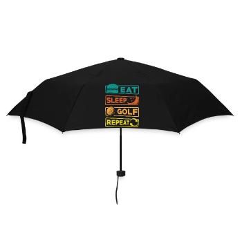 Eat Sleep Golf Repeat Golfer Golfen Geschenk - Regenschirm (klein) - Schwarz - Vorne