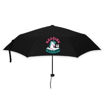 Reading is magical book lover unicorn teacher - Umbrella (small) - black - Front