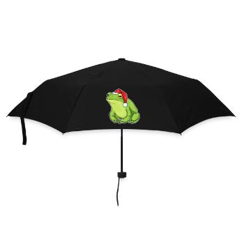 Frosch Weihnachten Weihnachtsmütze - Regenschirm (klein) - Schwarz - Vorne