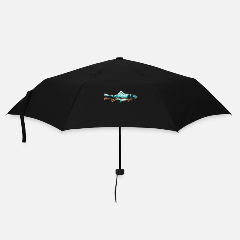 Retro Trout Angler Kreationen Forelle Umriss - Regenschirm (klein) - Schwarz