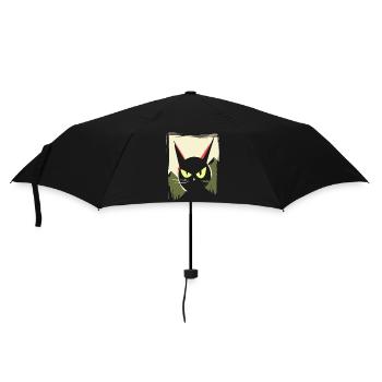 Japanese Red Sun: Bad Mood Cat - Umbrella (small) - black - Front