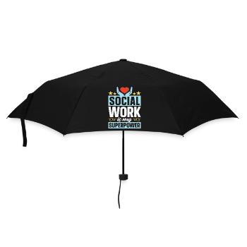 Social Service Social Work Is My Superpower Aide - Regenschirm (klein) - Schwarz - Vorne