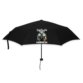 Mei Lederhosn trogt no da Hirsch Trachten - Regenschirm (klein) - Schwarz - Vorne