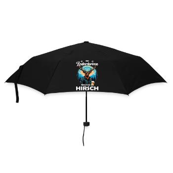 Mei Lederhosn trogt no da Hirsch Trachten - Regenschirm (klein) - Schwarz - Vorne