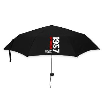 1957 Oktober Limited Edition 66. Geburtstag Deko - Regenschirm (klein) - Schwarz - Vorne