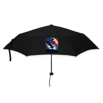 America eagle under Moon with American Flag - Regenschirm (klein) - Schwarz - Vorne