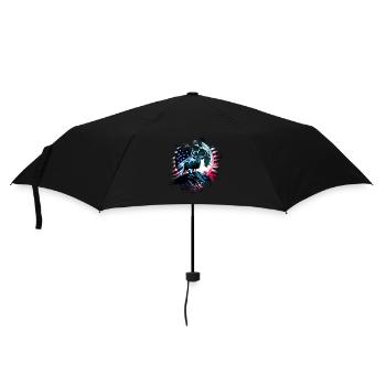 Mouton d’Amérique sous la Lune avec drapeau américain - Parapluie standard - noir - Devant