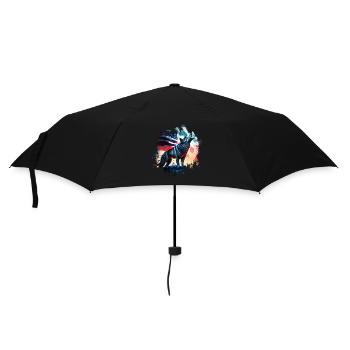 Loup américain sous la Lune avec drapeau américain - Parapluie standard - noir - Devant