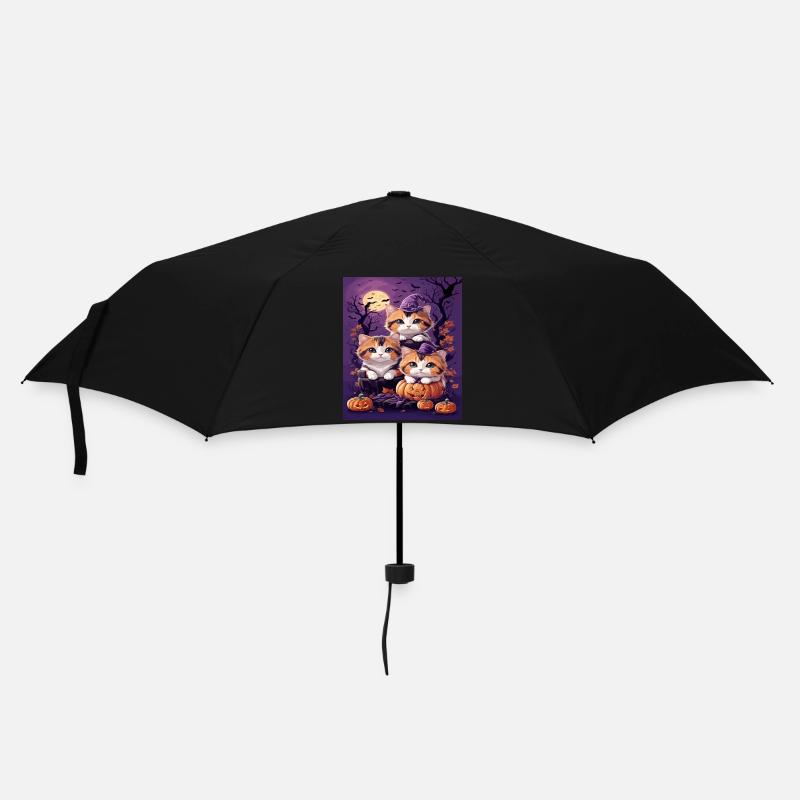 Trio von Kätzchen im Halloween-Stil - Regenschirm (klein) - Schwarz