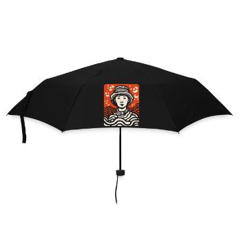 Asia Roots, Asian Farmer: Cartoon Art - Umbrella (small) - black - Front