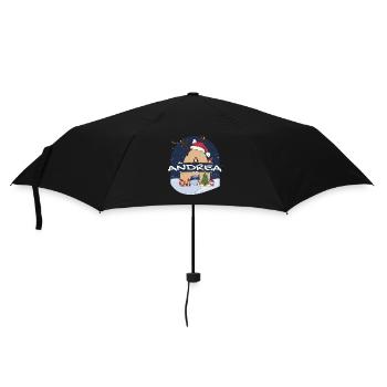 Awesome Andrea Name mit Weihnachtsmütze im Weihnachtsthema - Regenschirm (klein) - Schwarz - Vorne