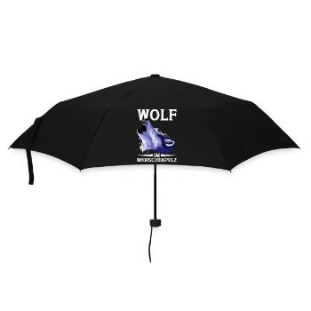 Wolf Kostüm Wolfliebhaber Wolffan Wolf - Regenschirm (klein) - Schwarz - Vorne