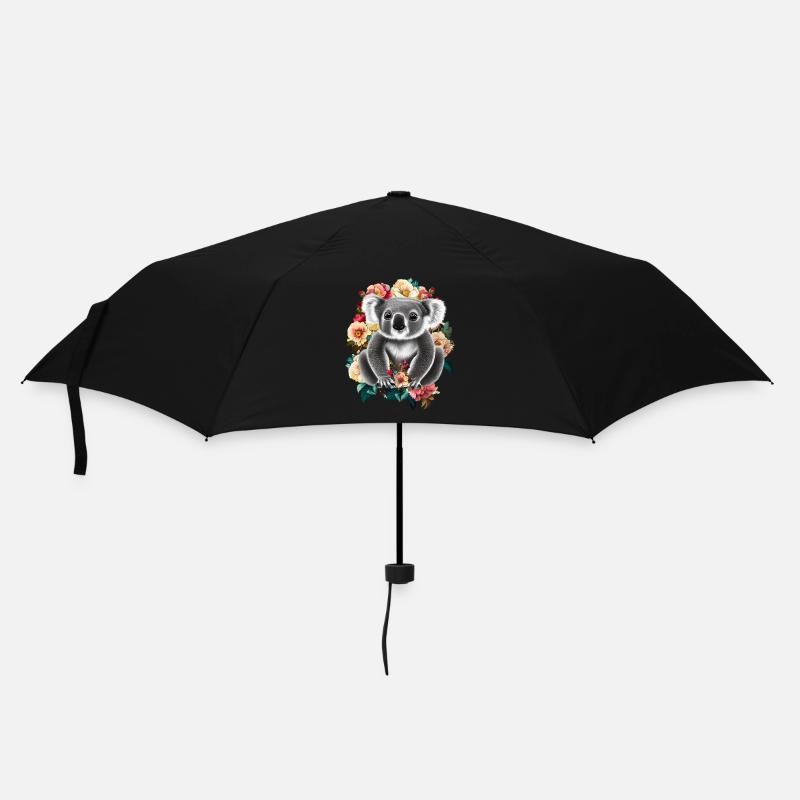Koala Blumen - Regenschirm (klein) - Schwarz