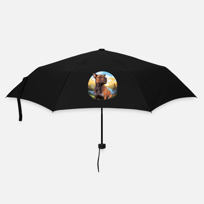 Hund American Pitbull - Regenschirm (klein) - Schwarz