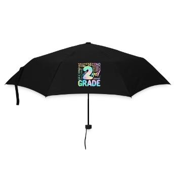 Tie Dye 2nd Grade Second Typography Team Student - Umbrella (small) - black - Front