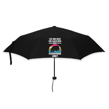 Nilpferd Flusspferd - Regenschirm (klein) - Schwarz - Vorne