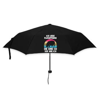 Nilpferd Flusspferd - Regenschirm (klein) - Schwarz - Vorne