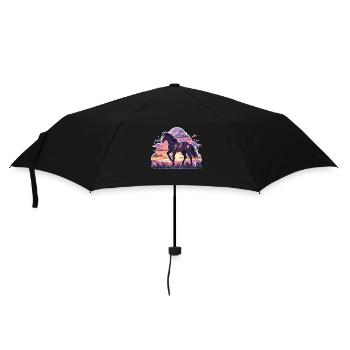 Pferd Pferde Ross Gaul Reiten Pferdekopf Reiter - Regenschirm (klein) - Schwarz - Vorne