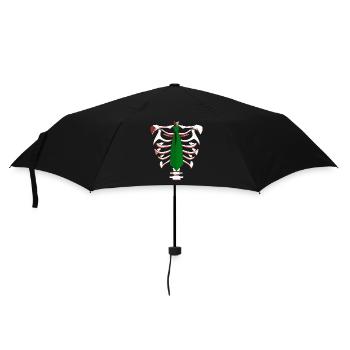 Squelette avec une cravate verte drôle Halloween Design - Parapluie standard - noir - Devant