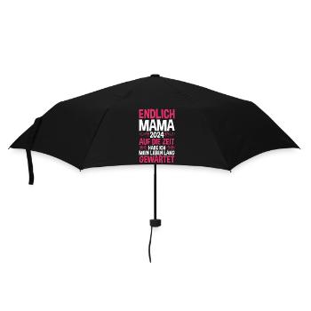 Werdende Mama 2024 - Regenschirm (klein) - Schwarz - Vorne