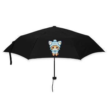 Fuchs Winter Comic - Regenschirm (klein) - Schwarz - Vorne