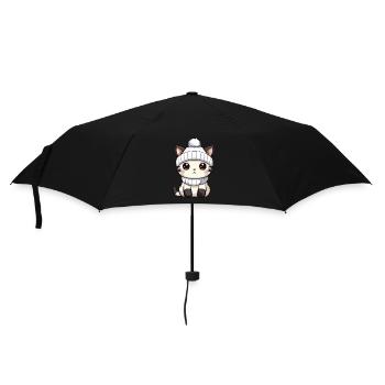 Cat Winter Comic Cute - Umbrella (small) - black - Front