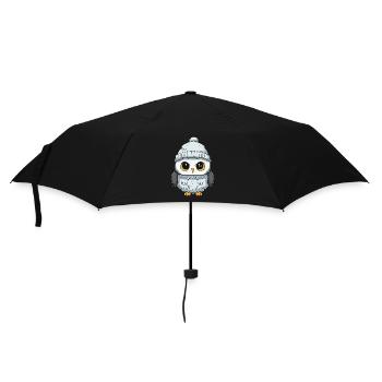 Eule Winter Comic Niedlich - Regenschirm (klein) - Schwarz - Vorne