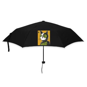 Reizüberflutung mit der Anti-Niedlich-Katze - Regenschirm (klein) - Schwarz - Vorne