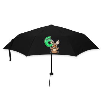 6 Geburtstag 6 Jahre alt mit Tier Motiv - sechs - Regenschirm (klein) - Schwarz - Vorne