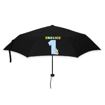 ENDLICH 1 Erster Geburtstag Kindergeburtstag Bär - Regenschirm (klein) - Schwarz - Vorne