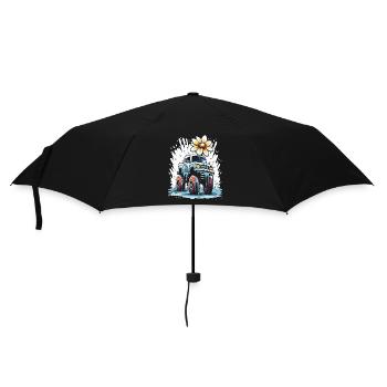 Farb-tropfende Blumen Monstertruck - Regenschirm (klein) - Schwarz - Vorne