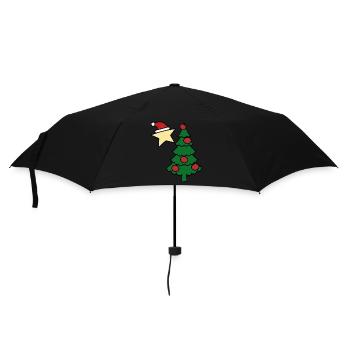 Tannenbaum Weihnachten Tannbaumkugeln Nikolaus - Regenschirm (klein) - Schwarz - Vorne