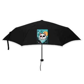 Kunst Künstler Katze mit Herz - Regenschirm (klein) - Schwarz - Vorne
