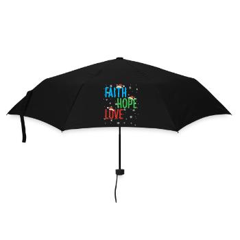 Foi, Espérance, Amour, Religieux, Famille, Noël, Père Noël - Parapluie standard - noir - Devant