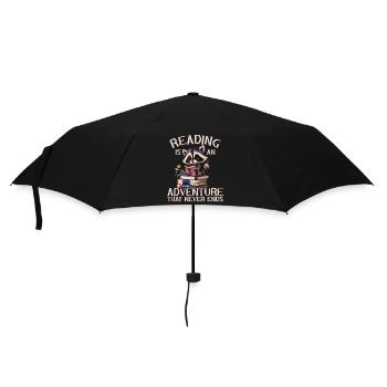 Lesen Ist Ein Abenteuer Bibliothek Lehrer - Regenschirm (klein) - Schwarz - Vorne