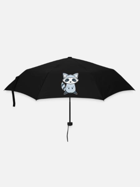 Waschbär - Regenschirm (klein) - Schwarz
